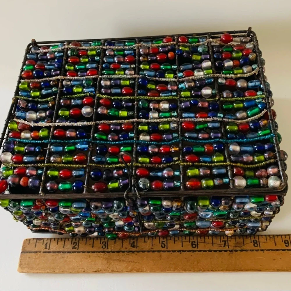 Handcrafted beaded jewelry box